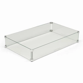 HPC Fire 37x19 Inch Fire Pit Glass Wind Guard Rectangle WG37X19-RECTFireproof mat for under fire pit