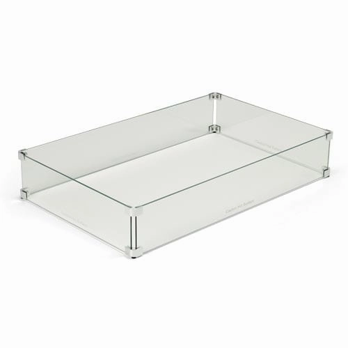 HPC Fire 37x19 Inch Fire Pit Glass Wind Guard Rectangle WG37X19-RECTFireproof mat for under fire pit