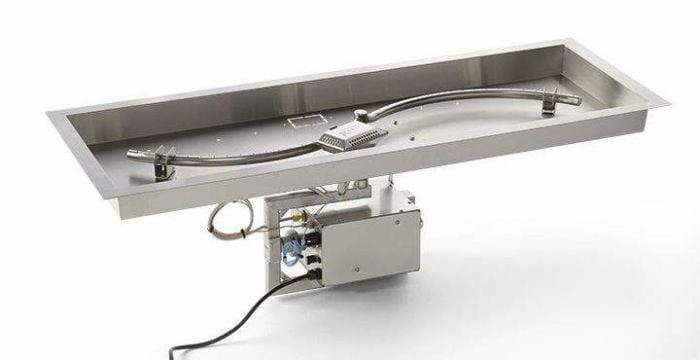 HPC Fire 42"x14" Rectangle S-Burner Bowl Pan Electronic Ignition Fire Pit Insertportable outdoor fire pit with lid