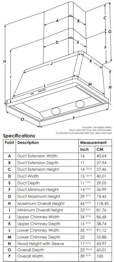 Ilve UAM100MG Majestic 40 Inch Matte Graphite Wall Mount Range Hood
