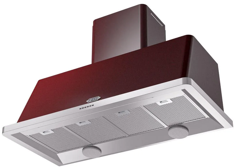 Ilve UAM120BU Majestic 48 Inch Burgundy Wall Mount Range Hood