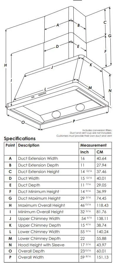 Ilve UAM150MB Majestic 60 Inch Blue Wall Mount Range Hood