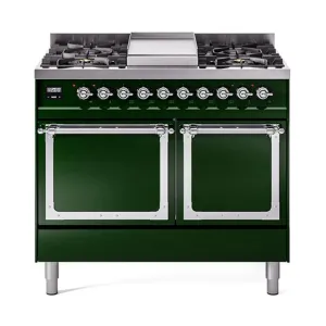 Ilve UND40FQNMPEGC Ilve Und40Fqnmpegc Nostalgie Ii Noblesse 40" Dual Fuel Range (Natural Gas, Solid Door, Emerald Green, Chrome)