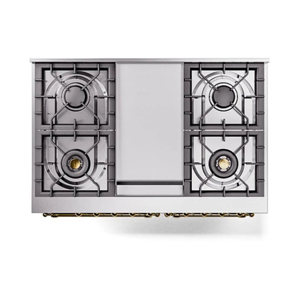 Ilve UND40FQNMPEGGLP Ilve Und40Fqnmpegglp Nostalgie Ii Noblesse 40" Dual Fuel Range (Liquid Propane, Solid Door, Emerald Green, Brass)