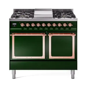 Ilve UND40FQNMPEGPLP Ilve Und40Fqnmpegplp Nostalgie Ii Noblesse 40" Dual Fuel Range (Liquid Propane, Solid Door, Emerald Green, Copper)