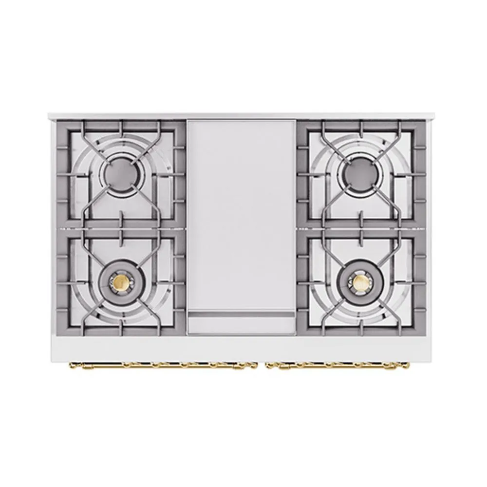Ilve UND40FQNMPMBG Ilve Und40Fqnmpmbg Nostalgie Ii Noblesse 40" Dual Fuel Range (Natural Gas, Solid Door, Midnight Blue, Brass)
