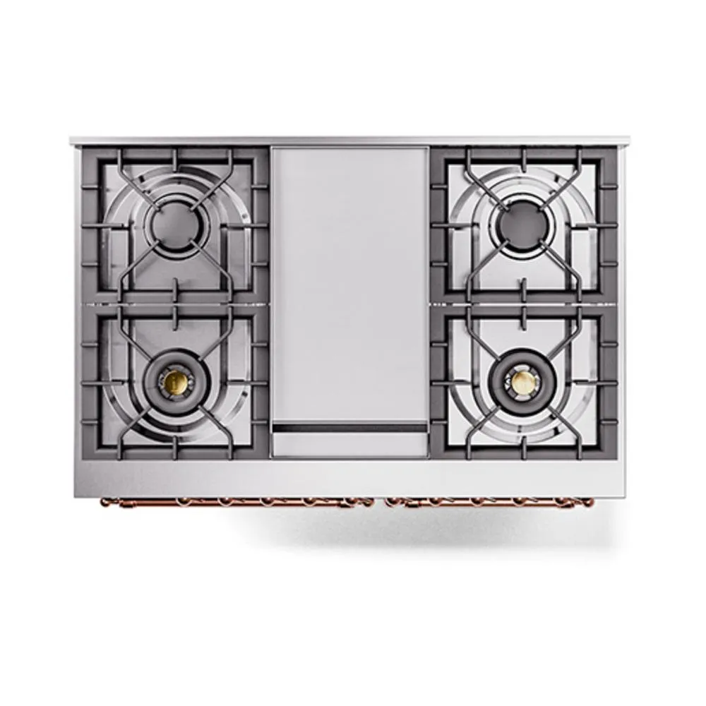 Ilve UND40FQNMPMBP Ilve Und40Fqnmpmbp Nostalgie Ii Noblesse 40" Dual Fuel Range (Natural Gas, Solid Door, Midnight Blue, Copper)