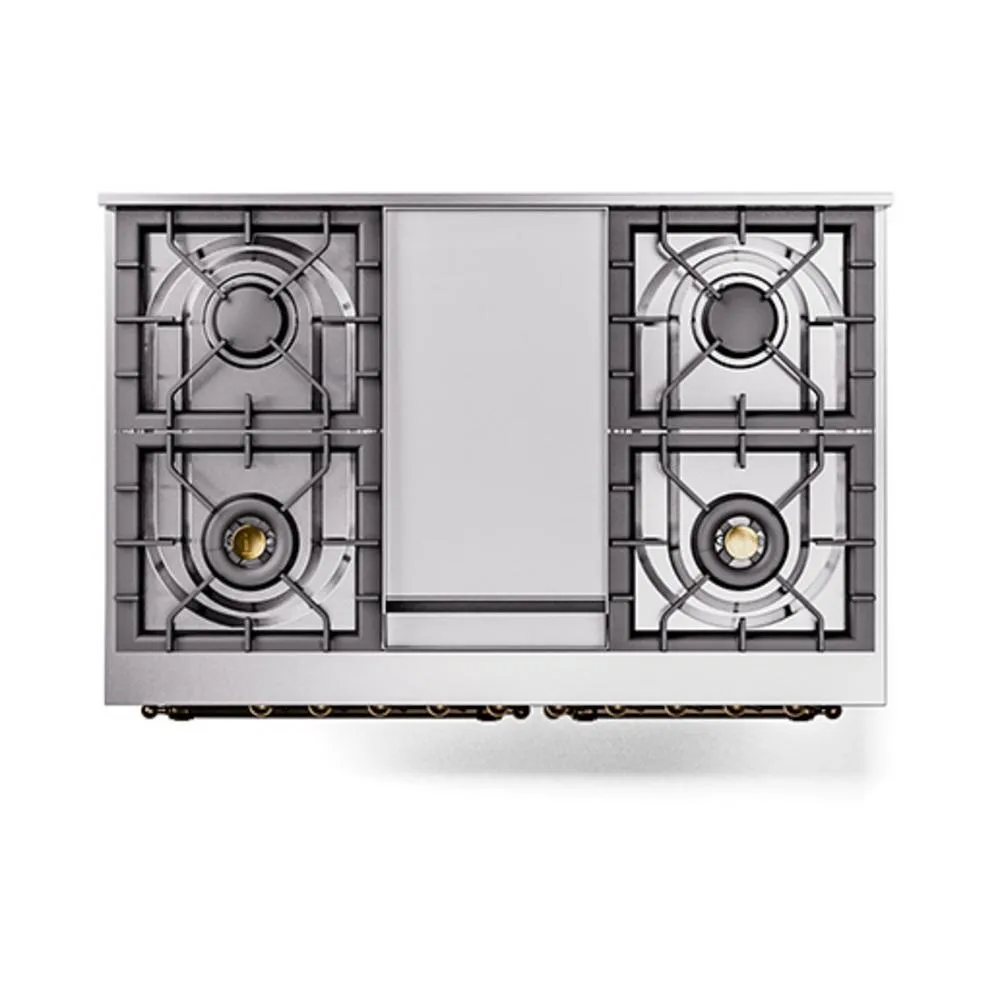 Ilve UND40FQNMPMGB Ilve Und40Fqnmpmgb Nostalgie Ii Noblesse 40" Dual Fuel Range (Natural Gas, Solid Door, Graphite Matte, Burnished)
