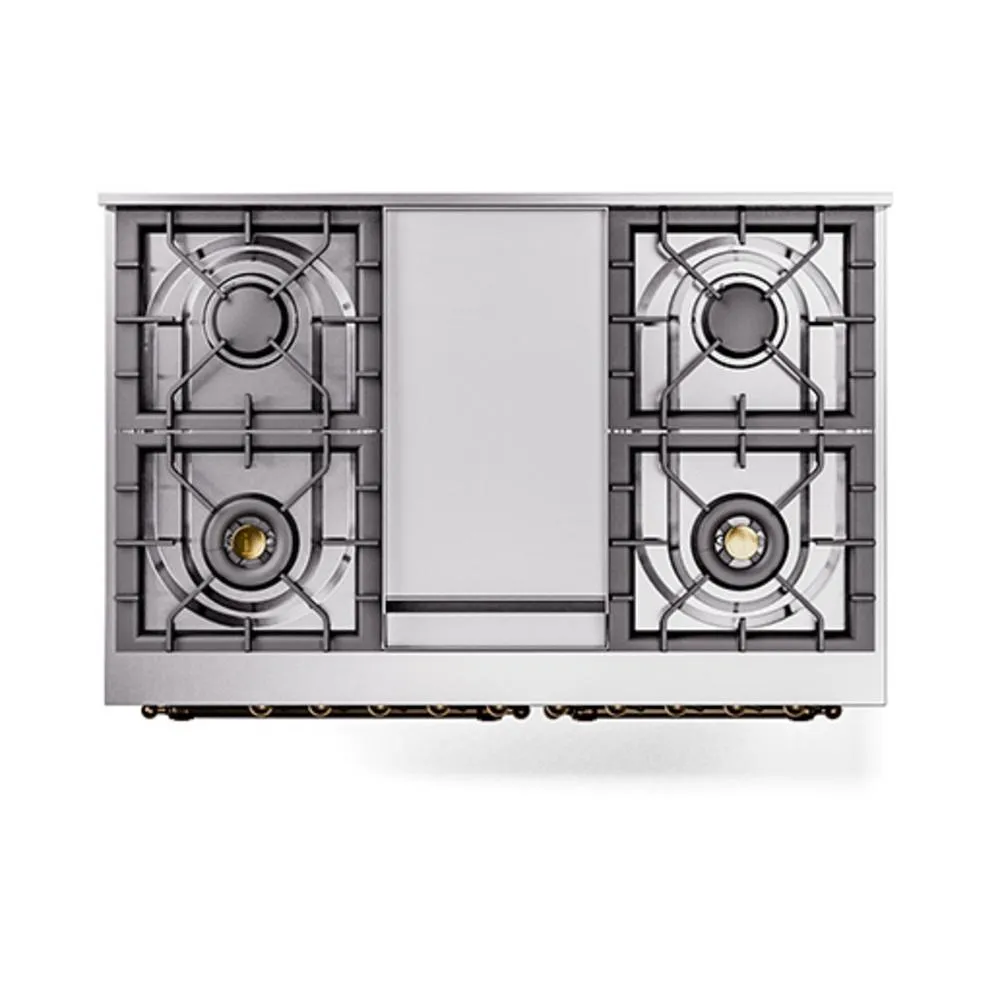 Ilve UND40FQNMPRAB Ilve Und40Fqnmprab Nostalgie Ii Noblesse 40" Dual Fuel Range (Natural Gas, Solid Door, Ral, Burnished)