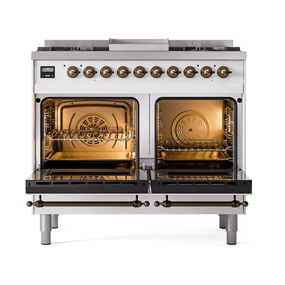 Ilve UND40FQNMPRAB Ilve Und40Fqnmprab Nostalgie Ii Noblesse 40" Dual Fuel Range (Natural Gas, Solid Door, Ral, Burnished)