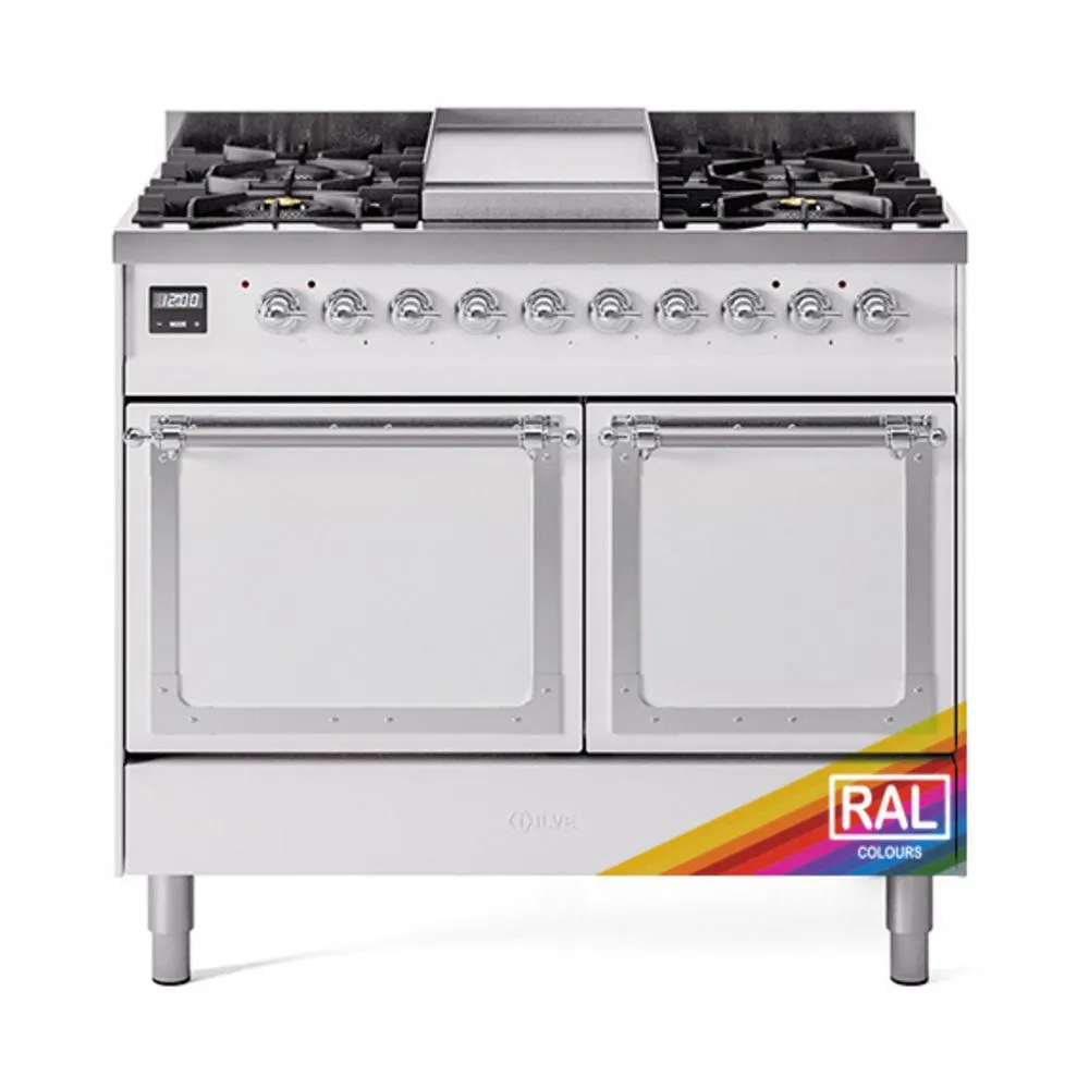 Ilve UND40FQNMPRACLP Ilve Und40Fqnmpraclp Nostalgie Ii Noblesse 40" Dual Fuel Range (Liquid Propane, Solid Door, Ral, Chrome)