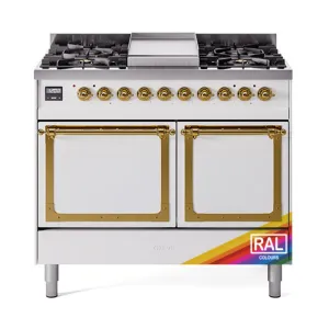 Ilve UND40FQNMPRAG Ilve Und40Fqnmprag Nostalgie Ii Noblesse 40" Dual Fuel Range (Natural Gas, Solid Door, Ral, Brass)