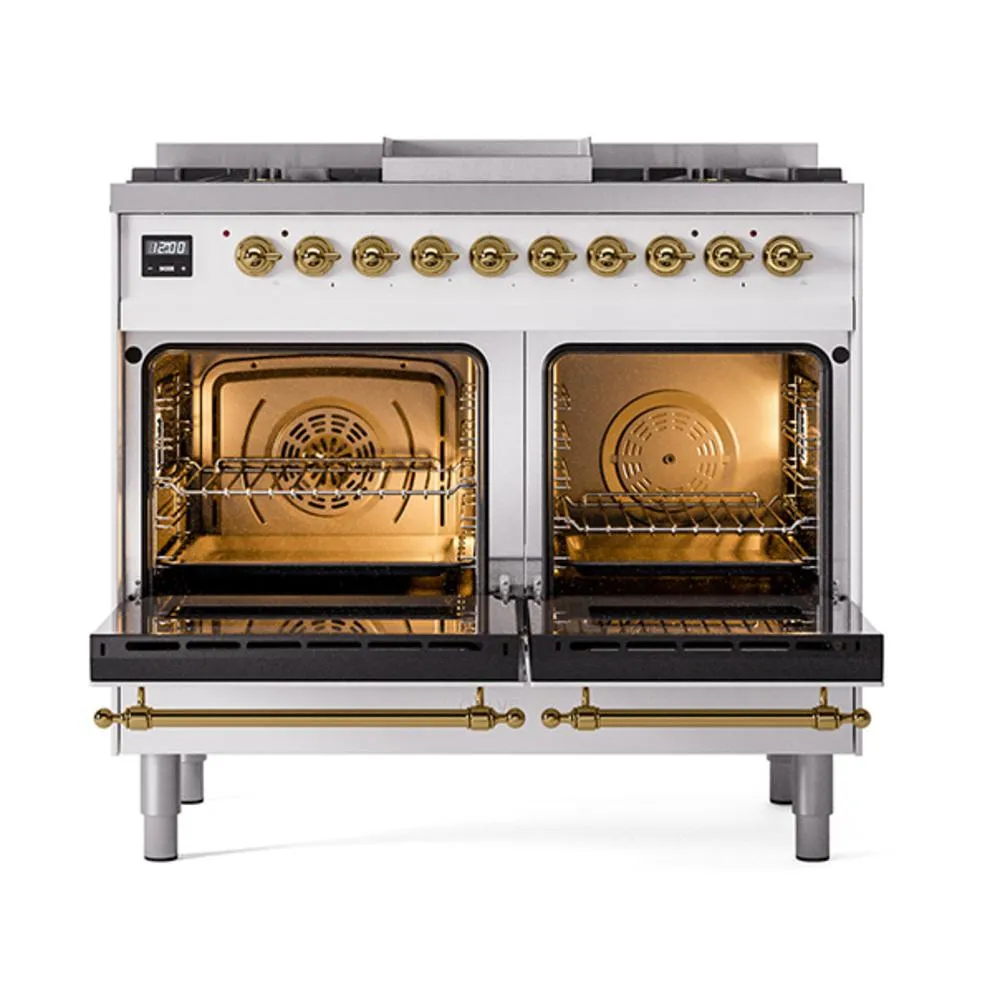 Ilve UND40FQNMPRAGLP Ilve Und40Fqnmpraglp Nostalgie Ii Noblesse 40" Dual Fuel Range (Liquid Propane, Solid Door, Ral, Brass)