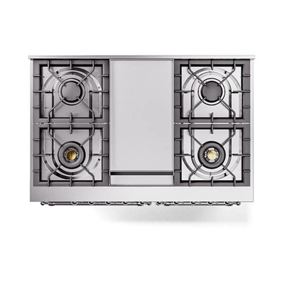 Ilve UND40FQNMPSSC Ilve Und40Fqnmpssc Nostalgie Ii Noblesse 40" Dual Fuel Range (Natural Gas, Solid Door, Stainless Steel, Chrome)