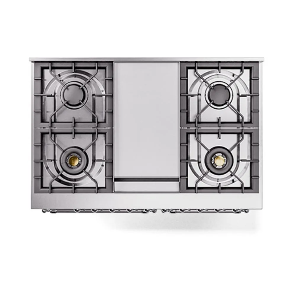 Ilve UND40FQNMPWHC Ilve Und40Fqnmpwhc Nostalgie Ii Noblesse 40" Dual Fuel Range (Natural Gas, Solid Door, White, Chrome)