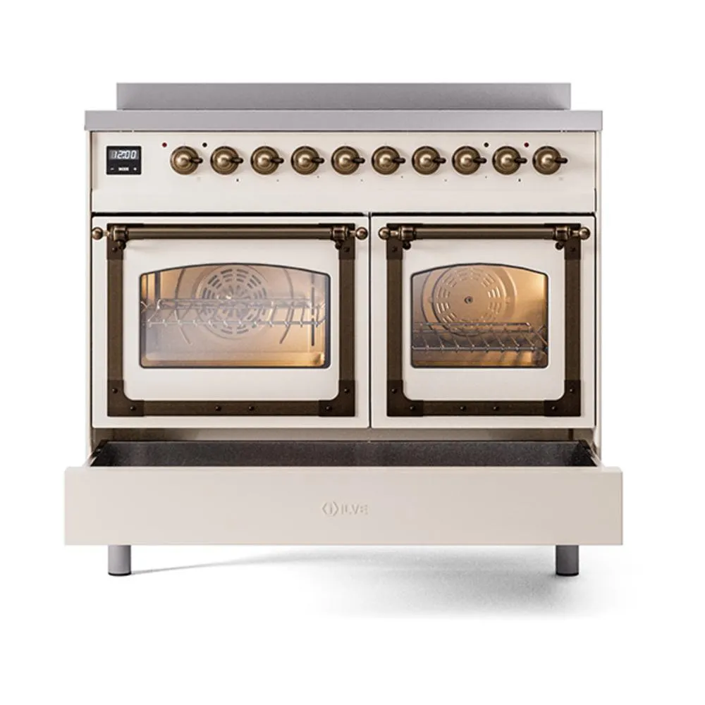 Ilve UNDI406NMPAWB Ilve Undi406Nmpawb Nostalgie Ii Noblesse 40" Induction Range (Triple Glass Door, Antique White, Burnished)