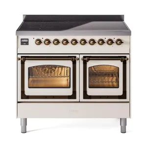 Ilve UNDI406NMPAWB Ilve Undi406Nmpawb Nostalgie Ii Noblesse 40" Induction Range (Triple Glass Door, Antique White, Burnished)