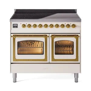 Ilve UNDI406NMPAWG Ilve Undi406Nmpawg Nostalgie Ii Noblesse 40" Induction Range (Triple Glass Door, Antique White, Brass)