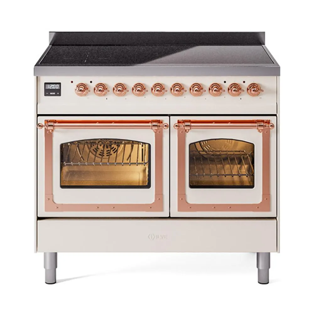 Ilve UNDI406NMPAWP Ilve Undi406Nmpawp Nostalgie Ii Noblesse 40" Induction Range (Triple Glass Door, Antique White, Copper)
