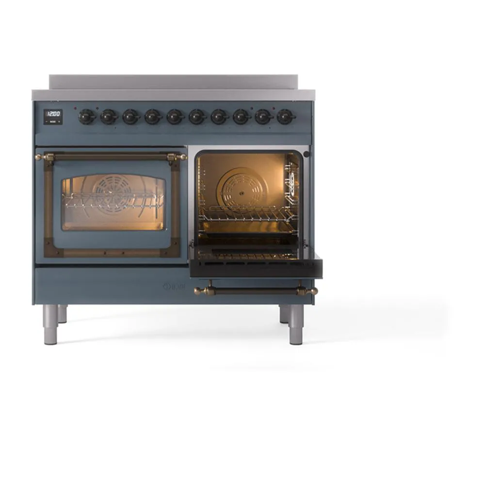 Ilve UNDI406NMPBGB Ilve Undi406Nmpbgb Nostalgie Ii Noblesse 40" Induction Range (Triple Glass Door, Blue Grey, Burnished)
