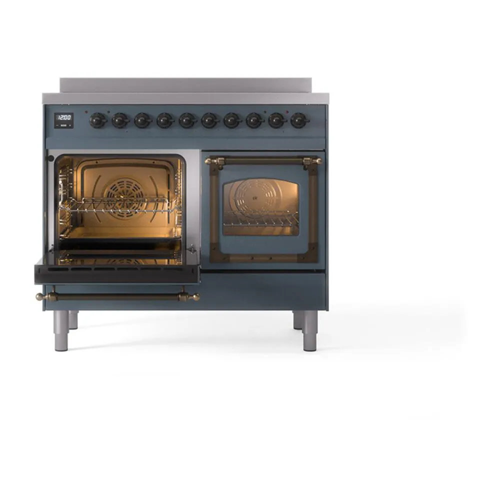 Ilve UNDI406NMPBGB Ilve Undi406Nmpbgb Nostalgie Ii Noblesse 40" Induction Range (Triple Glass Door, Blue Grey, Burnished)