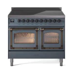 Ilve UNDI406NMPBGB Ilve Undi406Nmpbgb Nostalgie Ii Noblesse 40" Induction Range (Triple Glass Door, Blue Grey, Burnished)