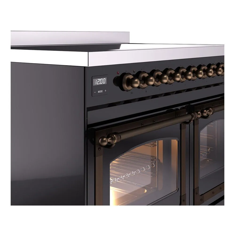 Ilve UNDI406NMPBKB Ilve Undi406Nmpbkb Nostalgie Ii Noblesse 40" Induction Range (Triple Glass Door, Glossy Black, Burnished)