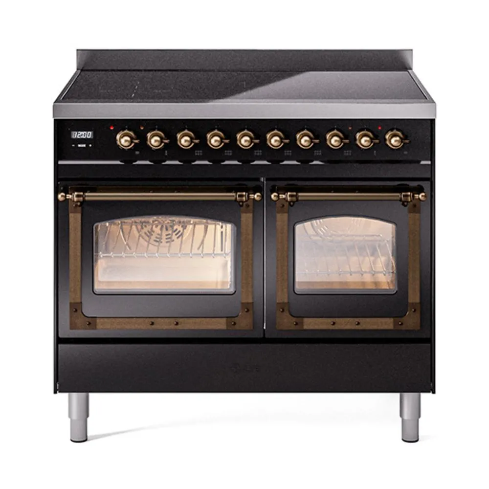 Ilve UNDI406NMPBKB Ilve Undi406Nmpbkb Nostalgie Ii Noblesse 40" Induction Range (Triple Glass Door, Glossy Black, Burnished)