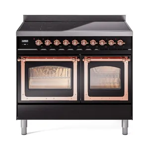 Ilve UNDI406NMPBKP Ilve Undi406Nmpbkp Nostalgie Ii Noblesse 40" Induction Range (Triple Glass Door, Glossy Black, Copper)