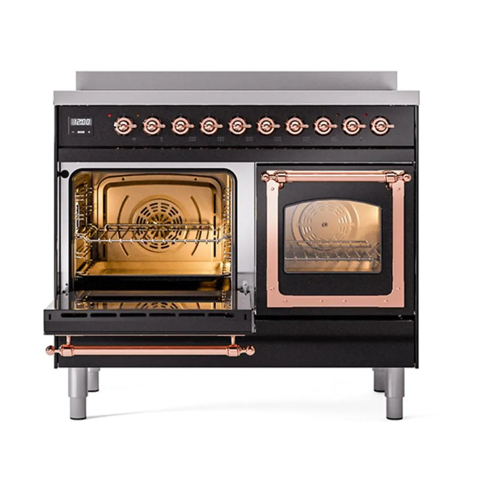 Ilve UNDI406NMPBKP Ilve Undi406Nmpbkp Nostalgie Ii Noblesse 40" Induction Range (Triple Glass Door, Glossy Black, Copper)