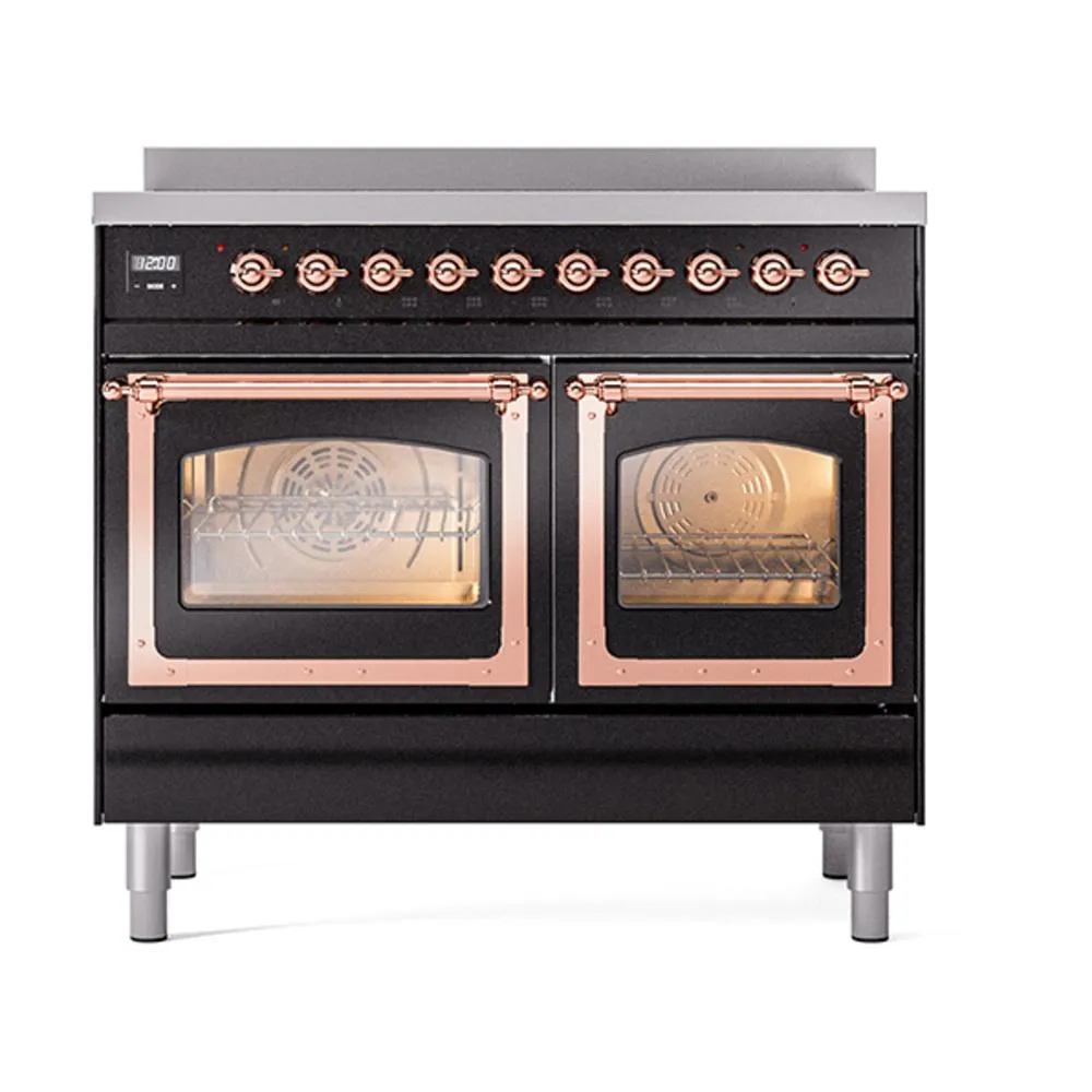 Ilve UNDI406NMPBKP Ilve Undi406Nmpbkp Nostalgie Ii Noblesse 40" Induction Range (Triple Glass Door, Glossy Black, Copper)