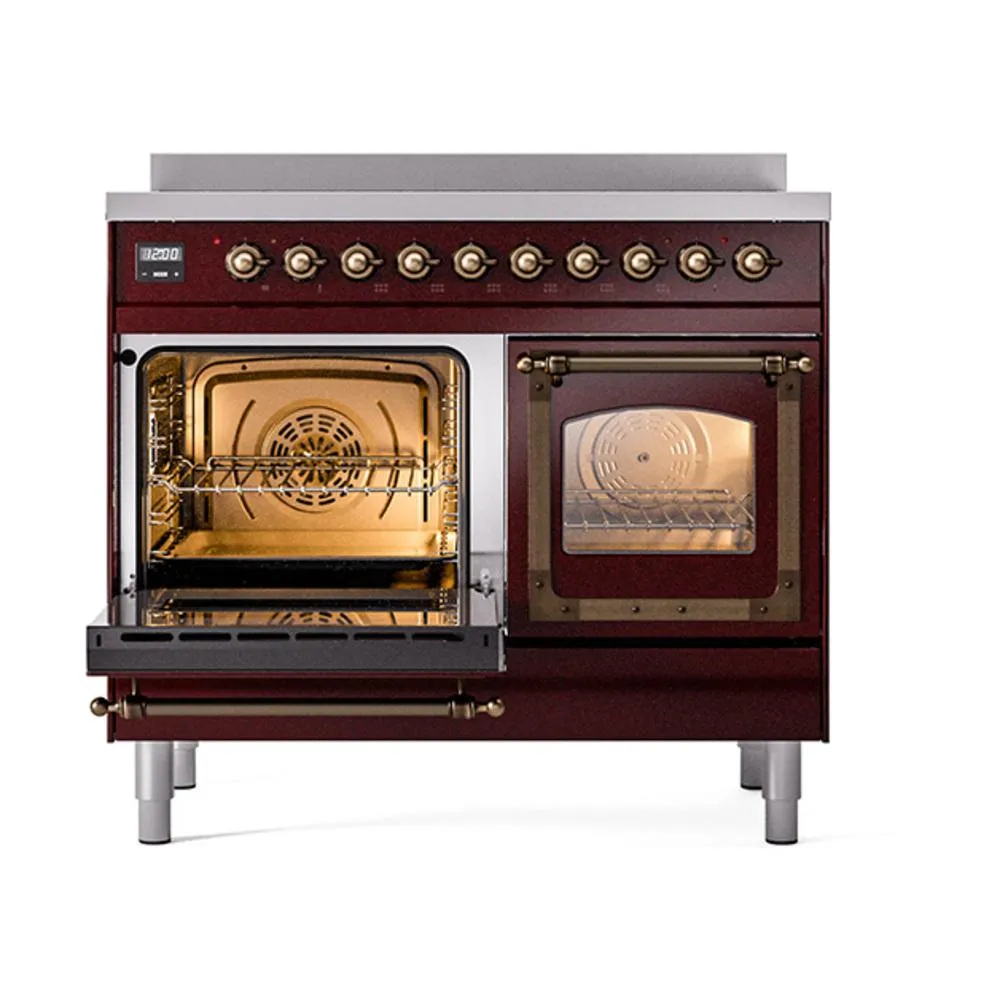 Ilve UNDI406NMPBUB Ilve Undi406Nmpbub Nostalgie Ii Noblesse 40" Induction Range (Triple Glass Door, Burgundy, Burnished)