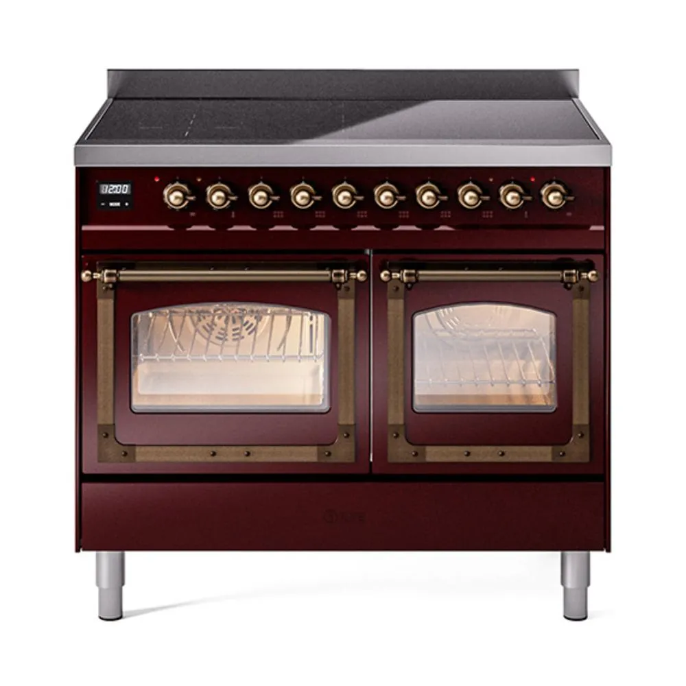 Ilve UNDI406NMPBUB Ilve Undi406Nmpbub Nostalgie Ii Noblesse 40" Induction Range (Triple Glass Door, Burgundy, Burnished)