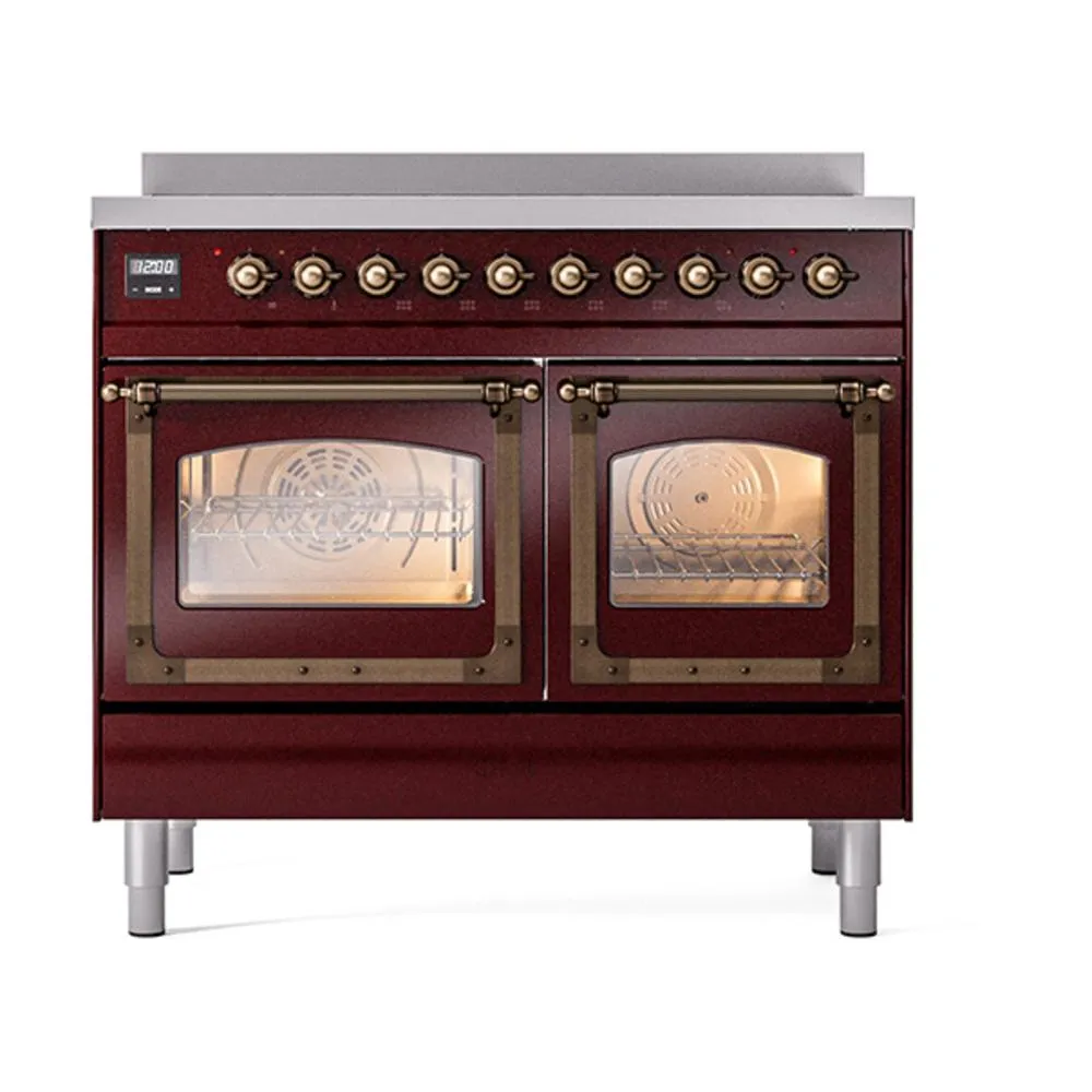 Ilve UNDI406NMPBUB Ilve Undi406Nmpbub Nostalgie Ii Noblesse 40" Induction Range (Triple Glass Door, Burgundy, Burnished)