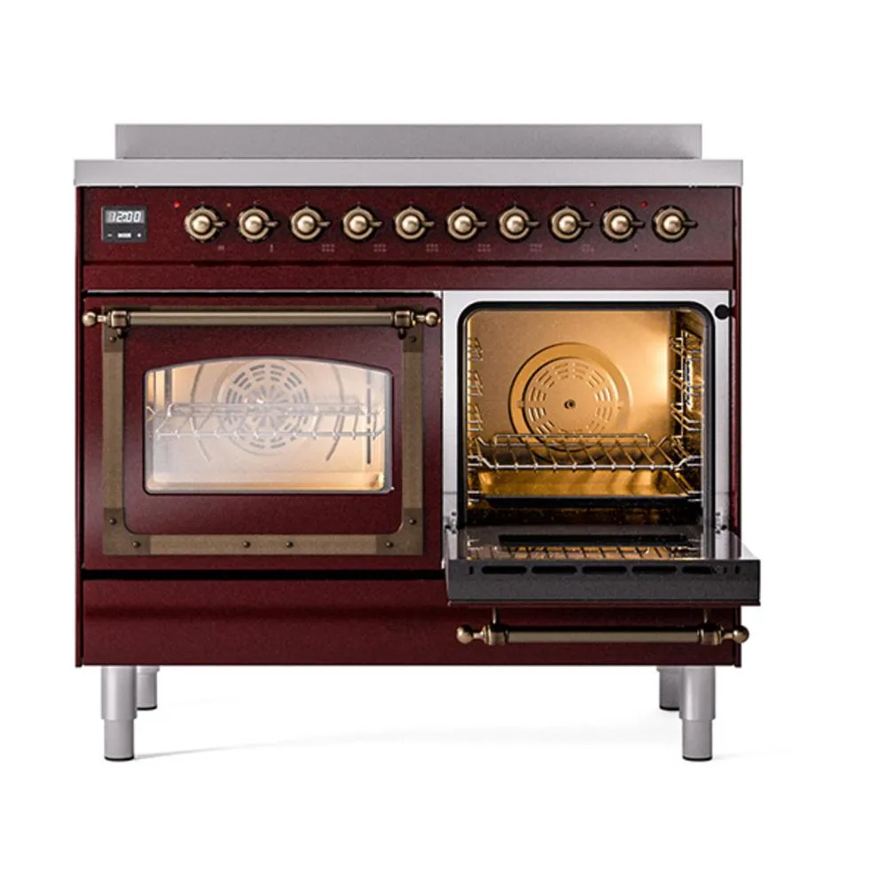 Ilve UNDI406NMPBUB Ilve Undi406Nmpbub Nostalgie Ii Noblesse 40" Induction Range (Triple Glass Door, Burgundy, Burnished)