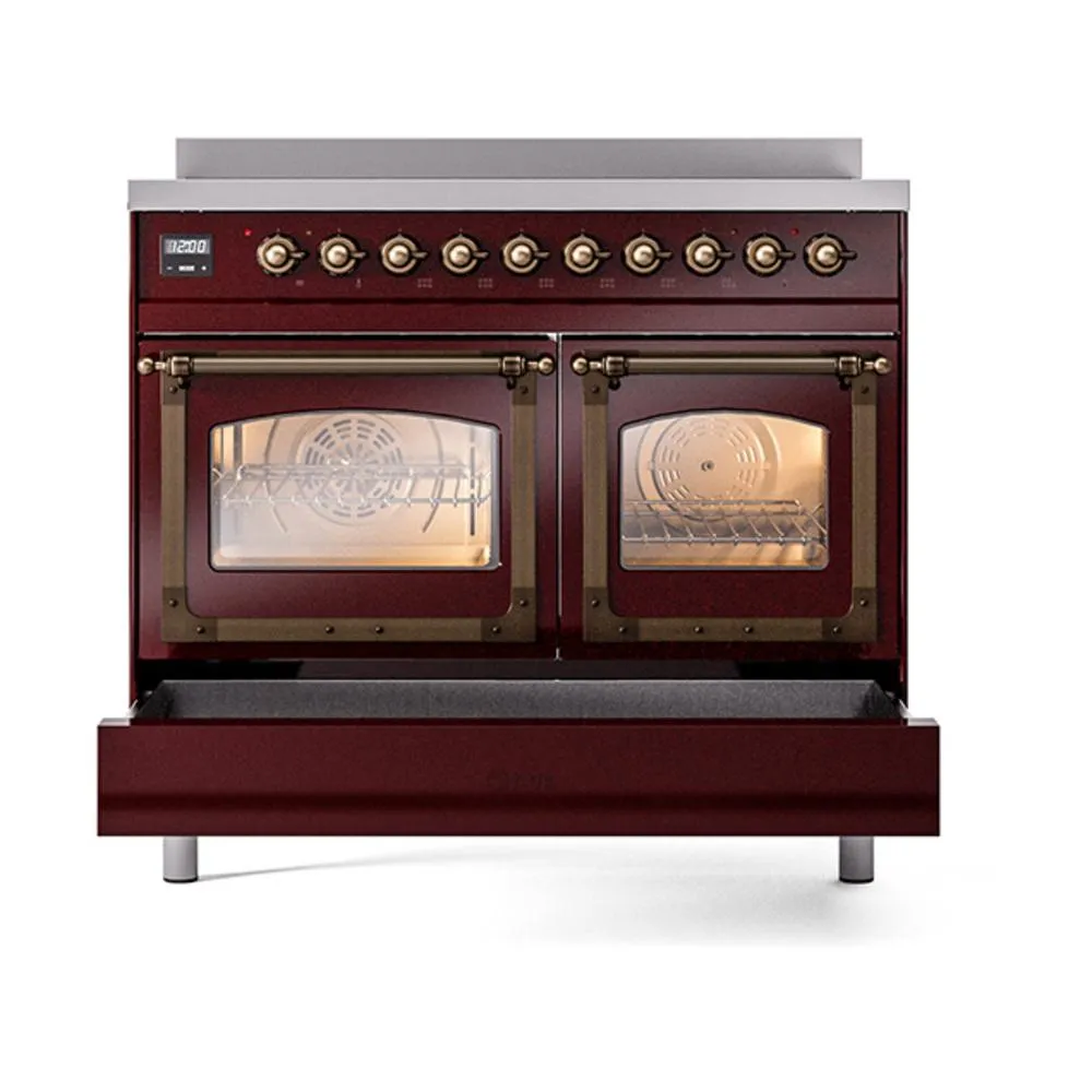 Ilve UNDI406NMPBUB Ilve Undi406Nmpbub Nostalgie Ii Noblesse 40" Induction Range (Triple Glass Door, Burgundy, Burnished)