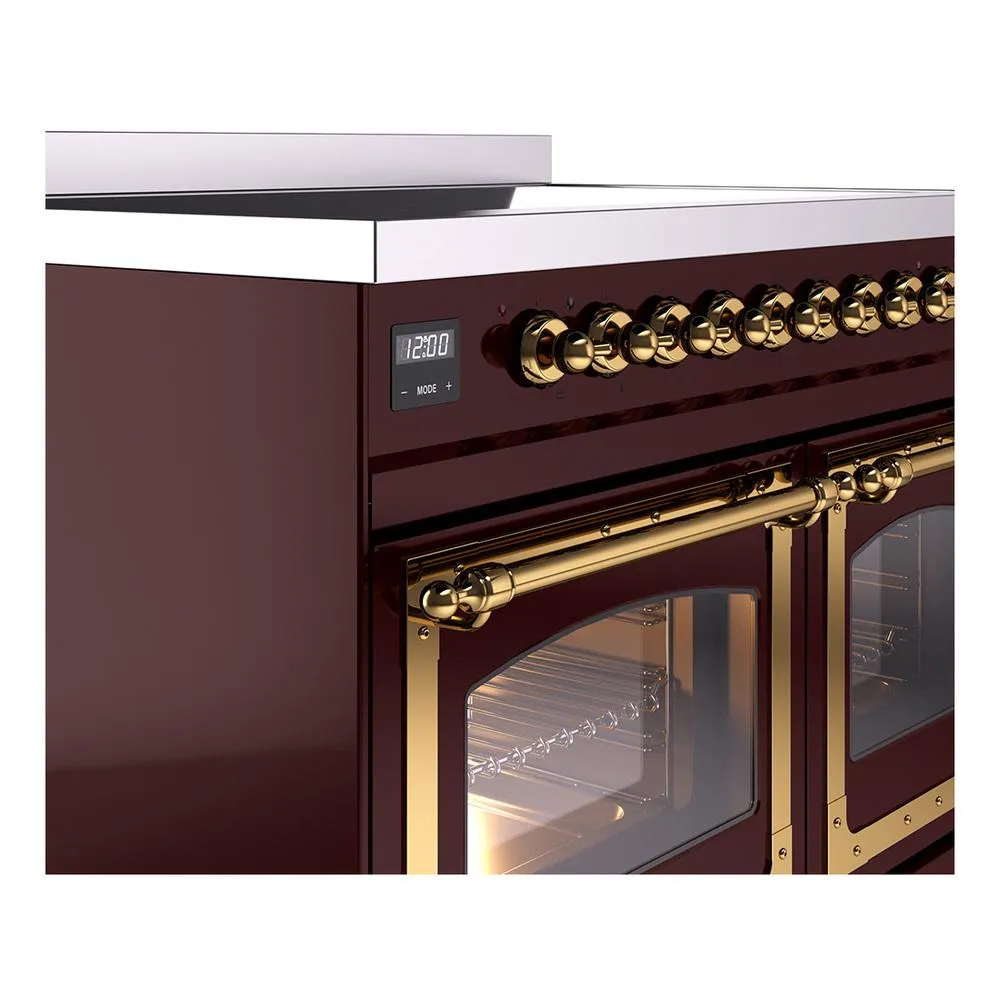 Ilve UNDI406NMPBUG Ilve Undi406Nmpbug Nostalgie Ii Noblesse 40" Induction Range (Triple Glass Door, Burgundy, Brass)