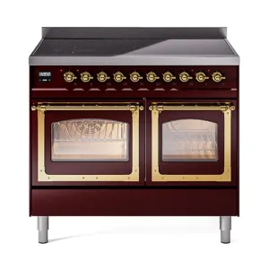 Ilve UNDI406NMPBUG Ilve Undi406Nmpbug Nostalgie Ii Noblesse 40" Induction Range (Triple Glass Door, Burgundy, Brass)
