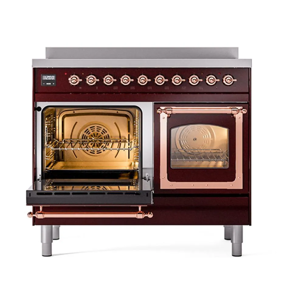 Ilve UNDI406NMPBUP Ilve Undi406Nmpbup Nostalgie Ii Noblesse 40" Induction Range (Triple Glass Door, Burgundy, Copper)