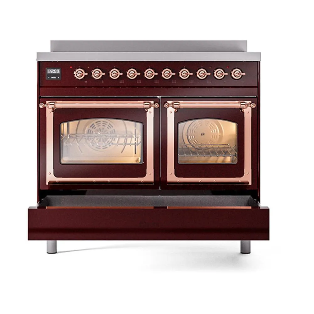 Ilve UNDI406NMPBUP Ilve Undi406Nmpbup Nostalgie Ii Noblesse 40" Induction Range (Triple Glass Door, Burgundy, Copper)