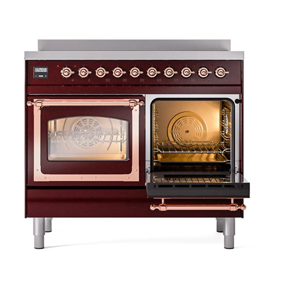 Ilve UNDI406NMPBUP Ilve Undi406Nmpbup Nostalgie Ii Noblesse 40" Induction Range (Triple Glass Door, Burgundy, Copper)