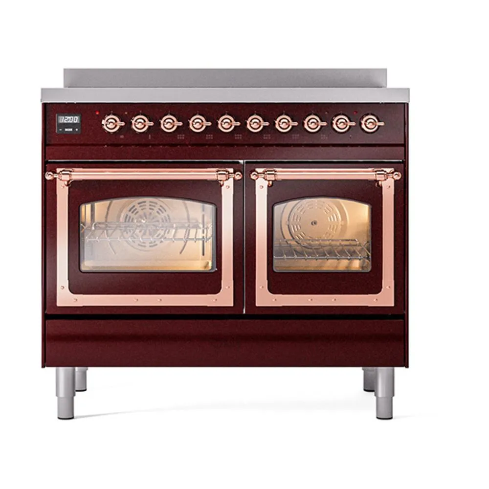 Ilve UNDI406NMPBUP Ilve Undi406Nmpbup Nostalgie Ii Noblesse 40" Induction Range (Triple Glass Door, Burgundy, Copper)