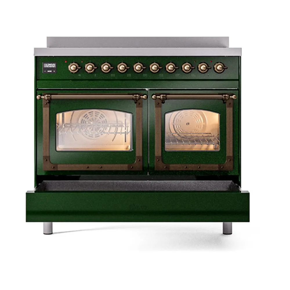 Ilve UNDI406NMPEGB Ilve Undi406Nmpegb Nostalgie Ii Noblesse 40" Induction Range (Triple Glass Door, Emerald Green, Burnished)