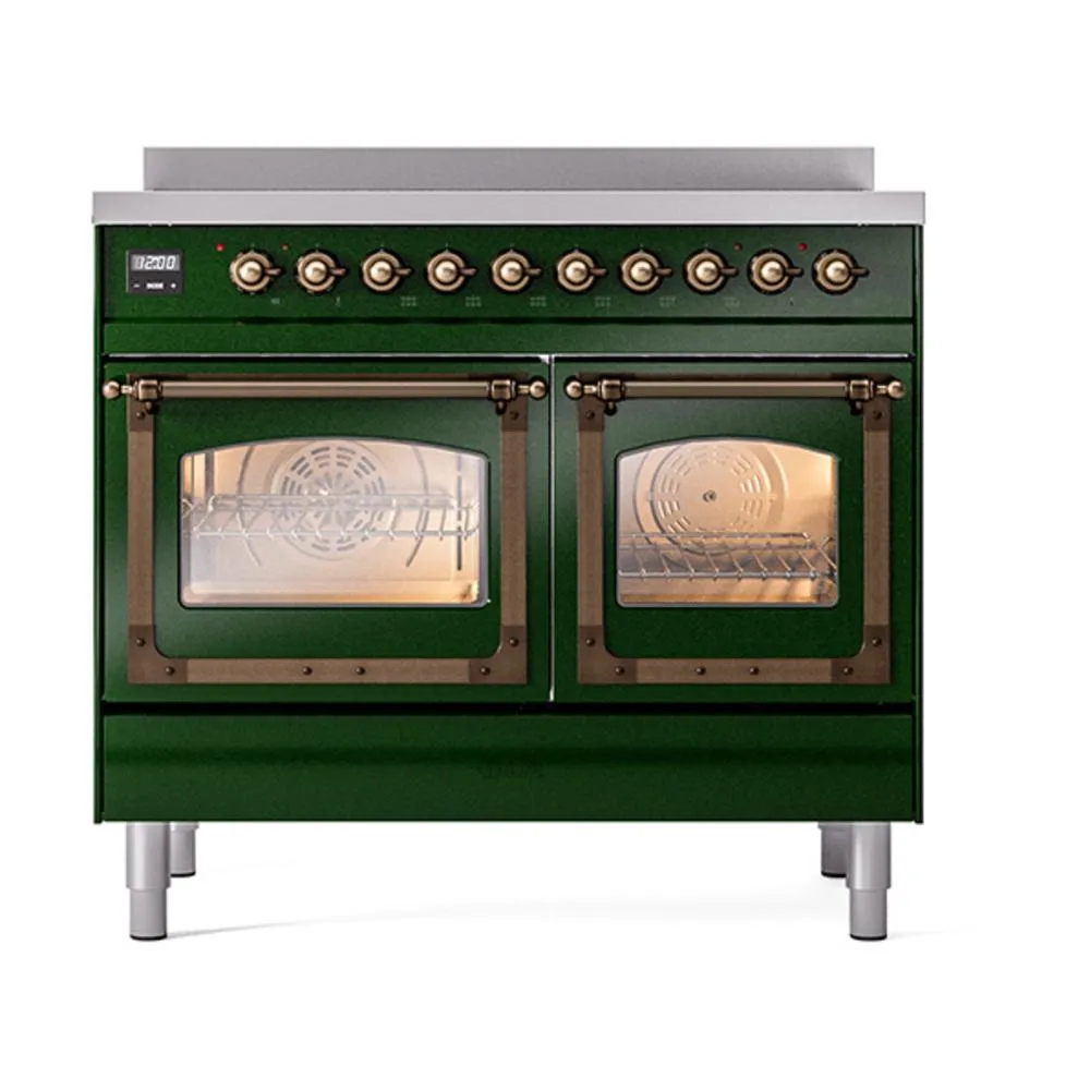 Ilve UNDI406NMPEGB Ilve Undi406Nmpegb Nostalgie Ii Noblesse 40" Induction Range (Triple Glass Door, Emerald Green, Burnished)