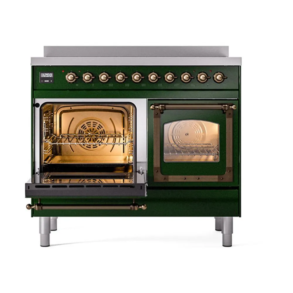 Ilve UNDI406NMPEGB Ilve Undi406Nmpegb Nostalgie Ii Noblesse 40" Induction Range (Triple Glass Door, Emerald Green, Burnished)