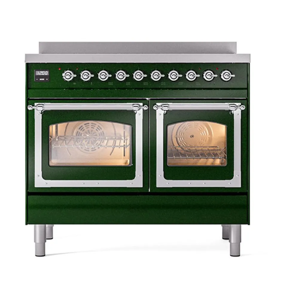 Ilve UNDI406NMPEGC Ilve Undi406Nmpegc Nostalgie Ii Noblesse 40" Induction Range (Triple Glass Door, Emerald Green, Chrome)