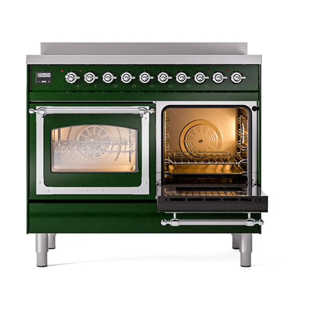 Ilve UNDI406NMPEGC Ilve Undi406Nmpegc Nostalgie Ii Noblesse 40" Induction Range (Triple Glass Door, Emerald Green, Chrome)