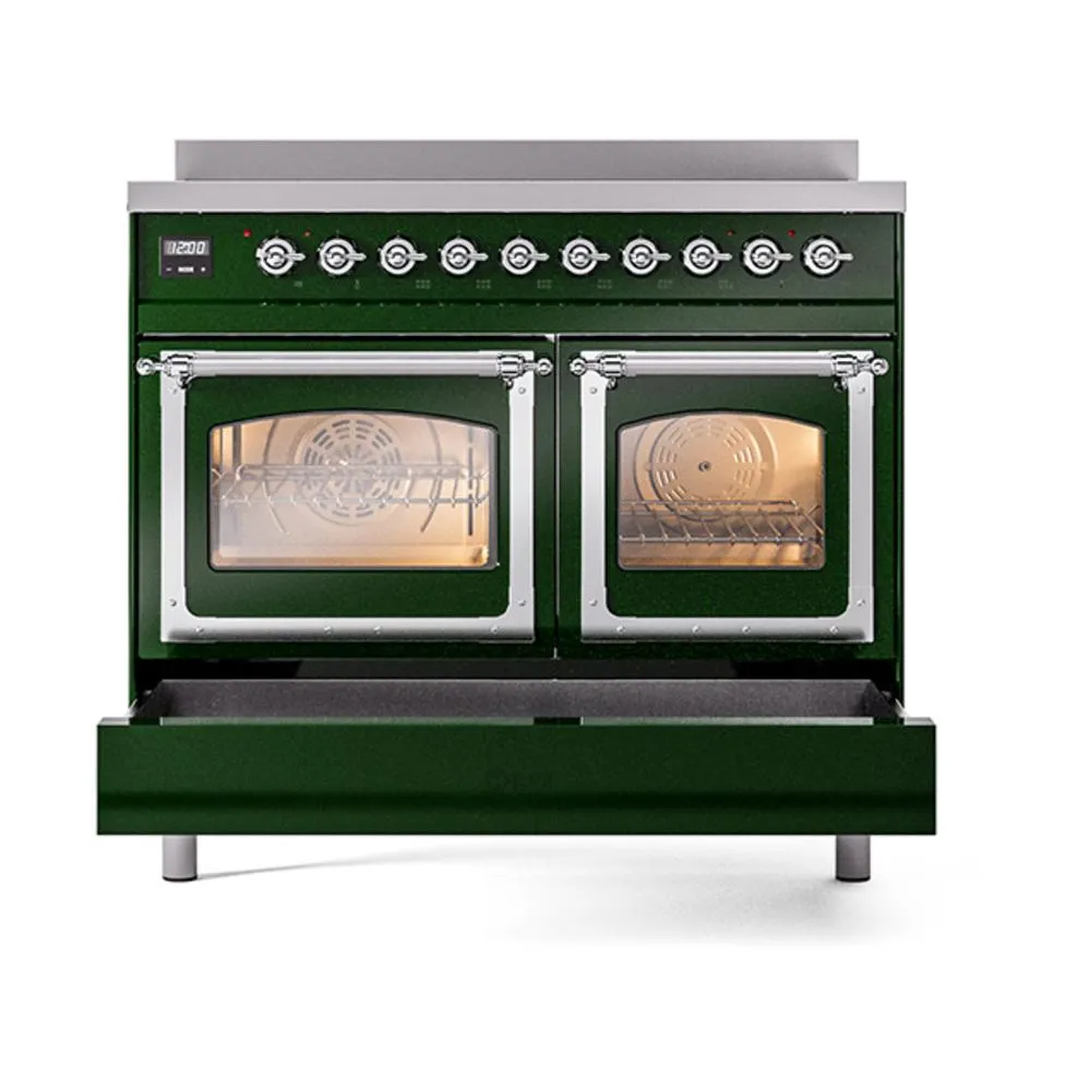 Ilve UNDI406NMPEGC Ilve Undi406Nmpegc Nostalgie Ii Noblesse 40" Induction Range (Triple Glass Door, Emerald Green, Chrome)