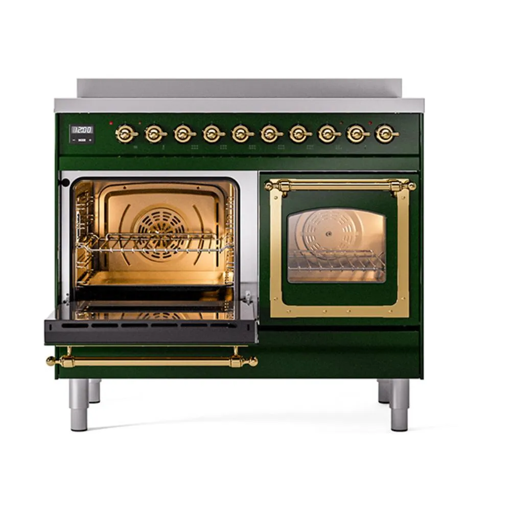 Ilve UNDI406NMPEGG Ilve Undi406Nmpegg Nostalgie Ii Noblesse 40" Induction Range (Triple Glass Door, Emerald Green, Brass)