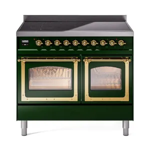Ilve UNDI406NMPEGG Ilve Undi406Nmpegg Nostalgie Ii Noblesse 40" Induction Range (Triple Glass Door, Emerald Green, Brass)